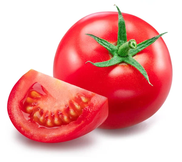 Red Tomatoes Tomato Slice Isolated White Background — Stock Photo, Image