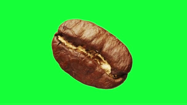 Duża Ziarno Kawy Obraca Się Zielonym Tle Klucz Chroma — Wideo stockowe