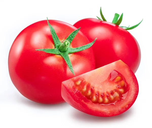 Red Tomatoes Tomato Slice Isolated White Background — Stock Photo, Image