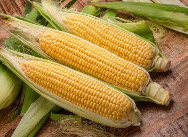 Mısır sakallı ve yapraklı olgun mısır kafalar. Projeleriniz için sebze pişirme geçmişiniz güzelmiş..