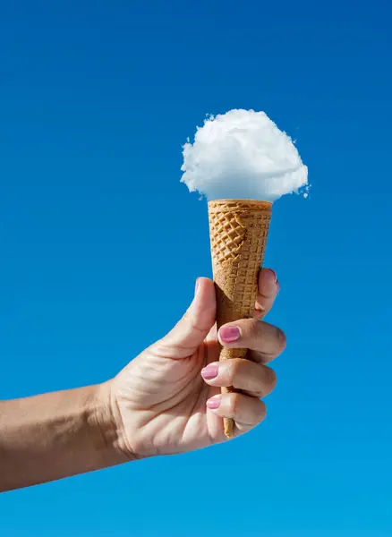 Mrak Tvaru Zmrzliny Jako Byl Umístěn Kužele Zmrzliny Kreativní Letní — Stock fotografie