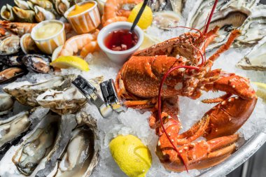 Deniz ürünleri tabağı. Lezzetli yemek..