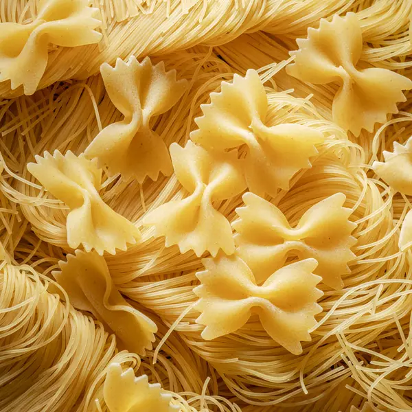 Italian Pasta Farfalle Vermicelli Close Food Background — Stock Photo, Image
