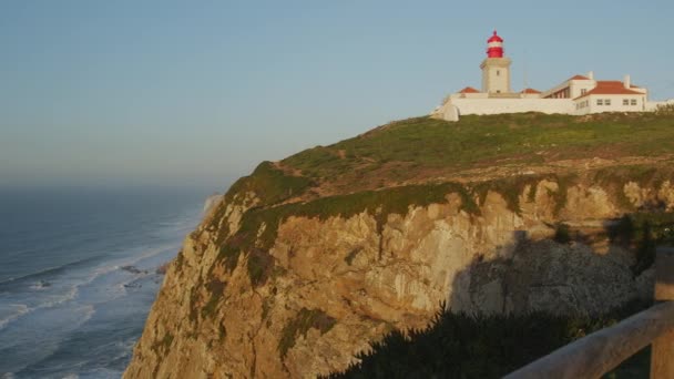 葡萄牙Cabo Roca灯塔的美丽全景 2023年 欧洲最西端的地方 2023年12月 — 图库视频影像