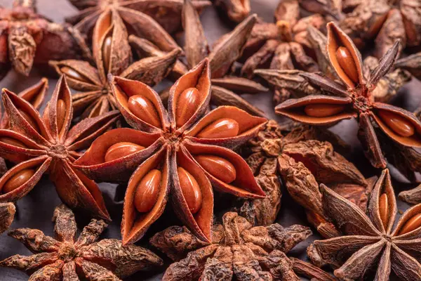 Dried Star Anise Fruits Anise Seeds Close — Stock Photo, Image