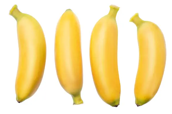 Insamling Baby Bananer Vit Bakgrund Filen Innehåller Klippvägar Stockfoto