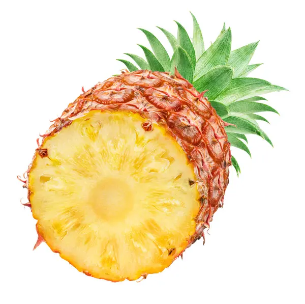 Rijp Ananas Ananas Plakjes Geïsoleerd Witte Achtergrond Bestand Bevat Clipping — Stockfoto