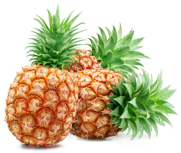 Rijp Ananas Ananas Plakjes Geïsoleerd Witte Achtergrond Bestand Bevat Clipping Stockfoto