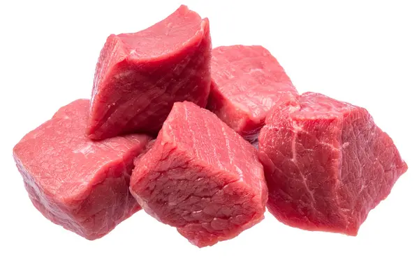 Cortes Carne Isolados Sobre Fundo Branco Arquivo Contém Caminhos Recorte — Fotografia de Stock