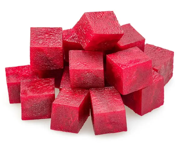 Cubes Bruts Betteraves Rouges Isolés Sur Fond Blanc Photos De Stock Libres De Droits