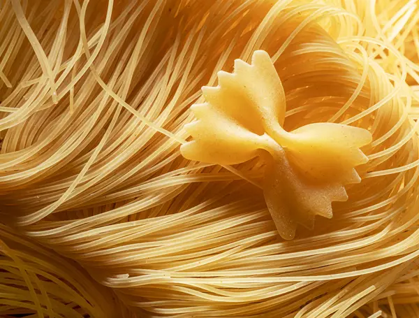Primi Piani Vermicelli Pasta Italiana Contesto Alimentare Foto Stock