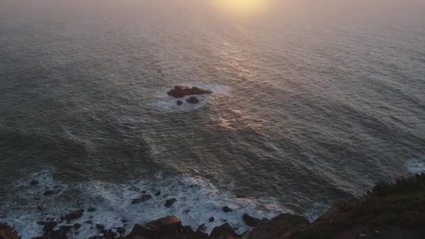 Vacker Solnedgång Atlanten Vid Cape Cabo Roca Portugal Europas Västligaste Stockfilm