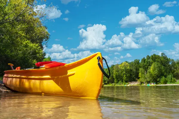 Kayaking River Summer Kayak Puddles Foreground — Stock Photo, Image