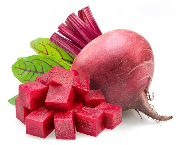 Red Beetroot Diced Beetroot Isolated White Background Stock Picture