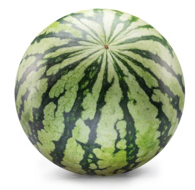 Round striped watermelon isolated on white background. Clipping path. clipart