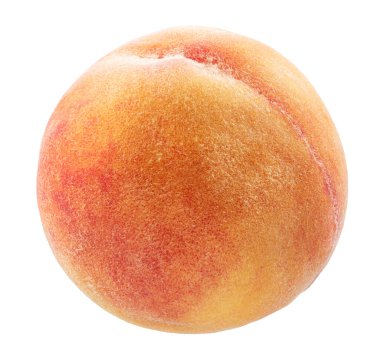 Olgun kırmızı şeftali beyaz arka planda izole edilmiş. Dosya kırpma yolu içeriyor.