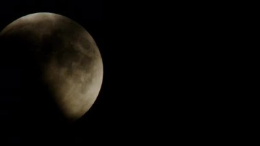 14 Mart 2025 'te Ay tutulması sırasında dolunayın gökyüzünde hareketi. Dünya 'nın gölgesi Ay' ın diskine düşer.