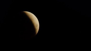 14 Mart 2025 'te Ay tutulması sırasında dolunayın gökyüzünde hareketi. Dünya 'nın gölgesi Ay' ın diskine düşer.