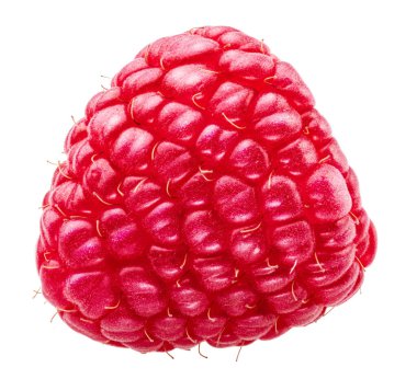 Beyaz üzerine taze kırmızı ahududu. Kırpma yolu ile yüksek çözünürlüklü resim.