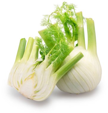 Floransa rezene ampulleri ya da beyaz arka planda kırpma yolu olan finocchio ampulleri.