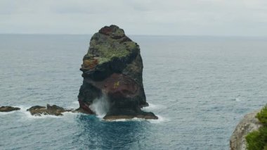 Da Ponta de Sao Lourenco 'daki goril kayası. Madeira Adası, Atlantik Okyanusu.