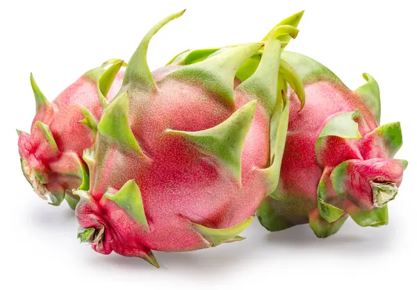 Beyaz arka planda ejderha meyveleri. Dosya kırpma yolları içeriyor.