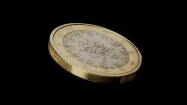 Siyah arkaplanda bir avro kendi ekseni etrafında dönüyor.