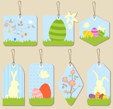 collection of easter tags, happy easter