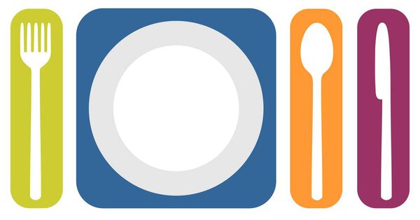 fork, plate, spoon, knife, food concept