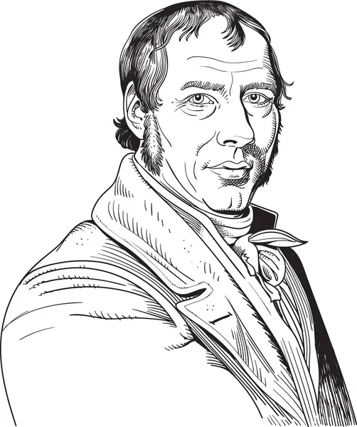 Richard Trevithick Line Art Portrait British Inventor Mining Engineer — Stock Vector