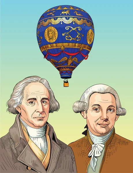 Joseph Michel Montgolfier Jacques Etienne Montgolfier Byli Pionierami Lotnictwa Balonistami — Wektor stockowy