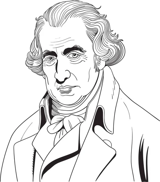 Portrét Kresleného Filmu Jamese Watta Byl Skotský Vynálezce Strojní Inženýr — Stockový vektor
