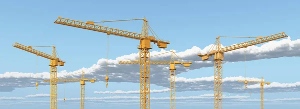 Építőipari Daruk Felhőkép Előtt — Stock Fotó