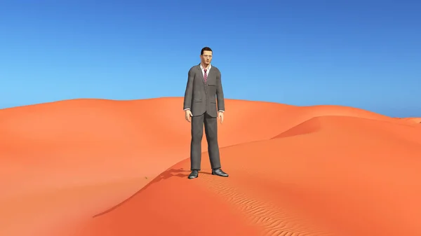 Uomo Affari Nel Deserto — Foto Stock