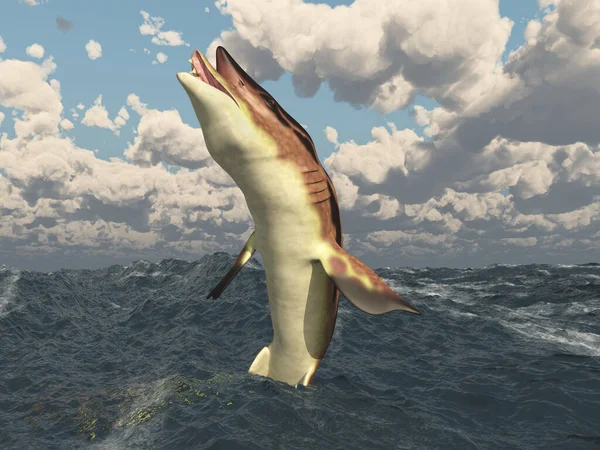 Tiburón Prehistórico Edestus Mar Tormentoso — Foto de Stock