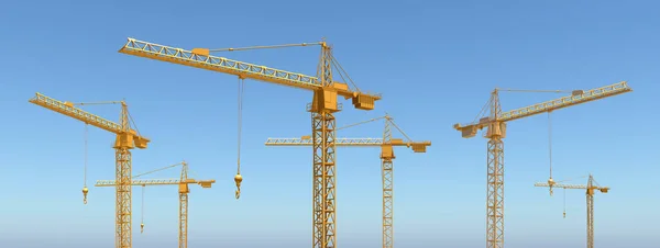 Construction Cranes Blue Sky — Stock Photo, Image