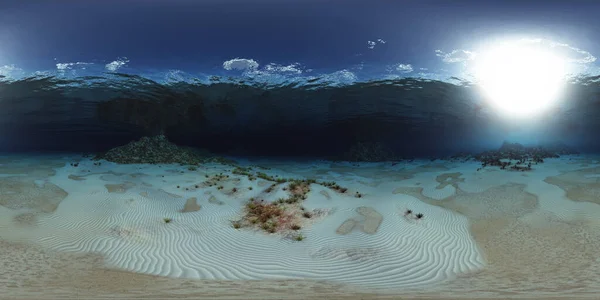 Bolvormig 360 Graden Naadloos Panorama Met Een Onderwaterlandschap — Stockfoto