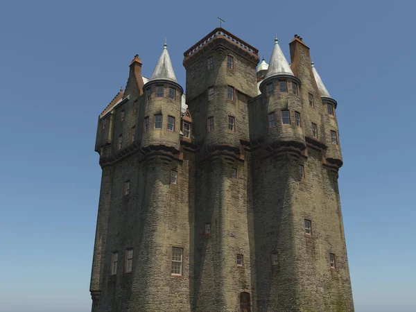 Szkocki Zamek Błękitne Niebo — Zdjęcie stockowe