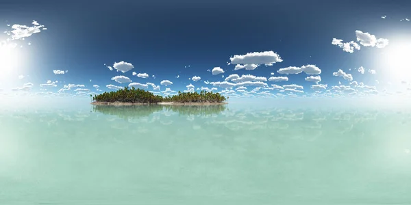 Сферическая 360 Градусов Бесшовная Панорама Одиноким Островом — стоковое фото