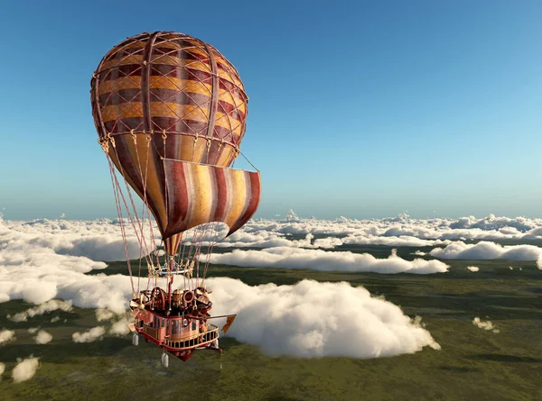 Bulutların Üzerinde Fantezi Sıcak Hava Balonu — Stok fotoğraf