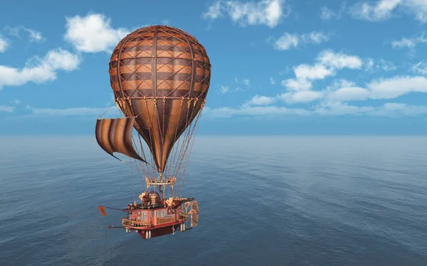 Fantazja Balon Gorące Powietrze Nad Morzem — Zdjęcie stockowe