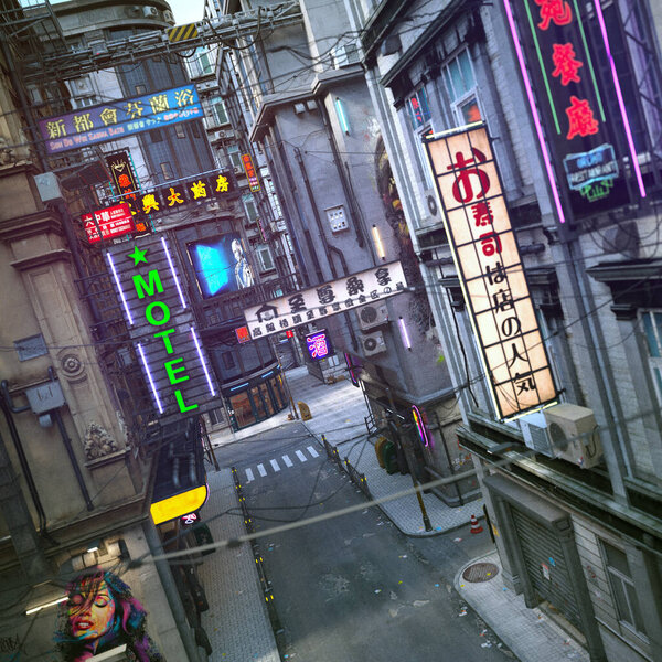 City center of an Asian city