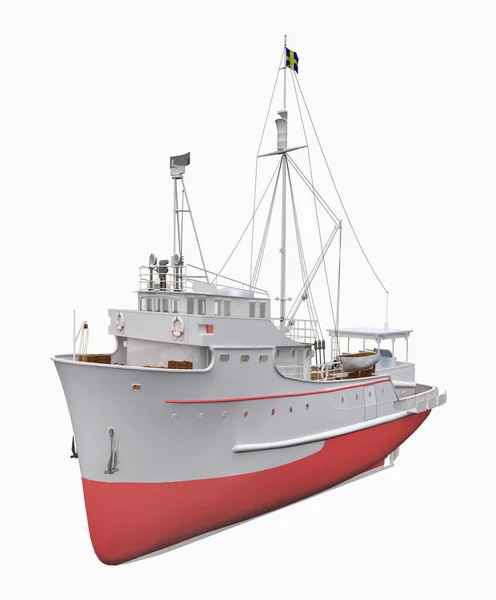 Αλιευτικό Σκάφος Τόνου Που Έχει Απομονωθεί Λευκό Φόντο — Φωτογραφία Αρχείου