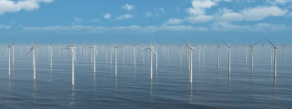 Masses Éoliennes Dans Mer Photo De Stock