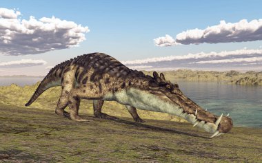 Tarih öncesi timsah Kaprosuchus manzarada