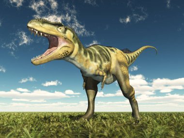 Bir manzarada dinozor Bistahieversor