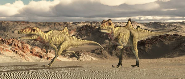 Dinoszaurusz Concavenator Sivatagi Tájon — Stock Fotó