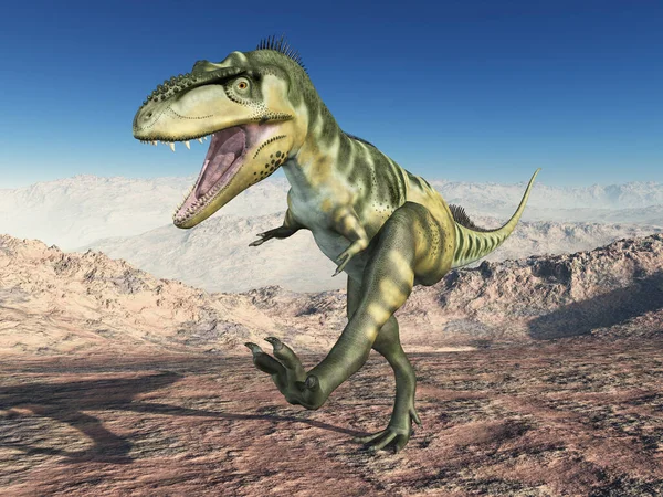 Dinossauro Bistahieversor Nas Montanhas — Fotografia de Stock