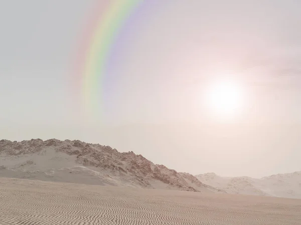 Regenbogen Über Einer Wüstenlandschaft — Stockfoto