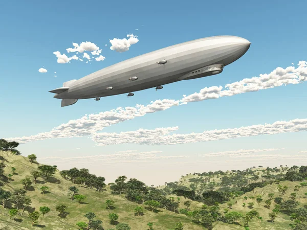 Zeppelin Sobre Paisaje — Foto de Stock